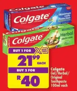 Shoprite Colgate Gel/Herbal/Original Toothpaste offer