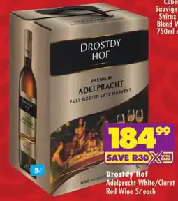 Shoprite Drostdy Hof Adelpracht White/Claret Red Wine offer
