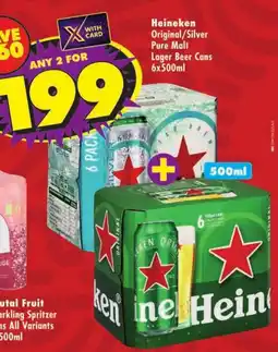 Shoprite Heineken Original/Silver Pure Malt Lager Beer Cans offer