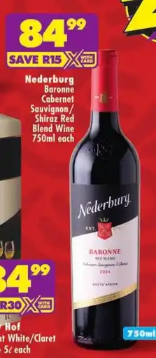 Shoprite Nederburg Baronne Cabernet Sauvignon/Shiraz Red Blend Wine offer