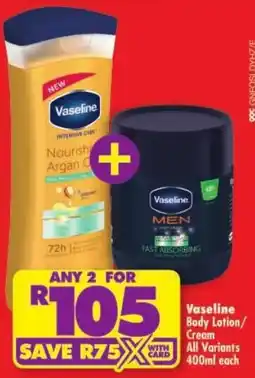 Shoprite Vaseline Body Lotion/Cream offer