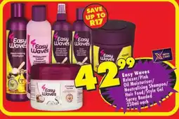 Shoprite Easy Waves Relaxer/Pink Oil Moisturiser/Neutralising Shampoo/Hair Food/Style Gel offer