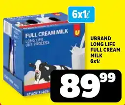 Usave UBRAND LONG LIFE FULL CREAM MILK offer