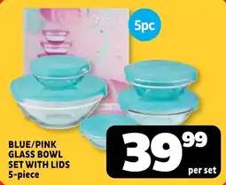 Usave Blue/Pink Glass Bowl Set with Lids offer