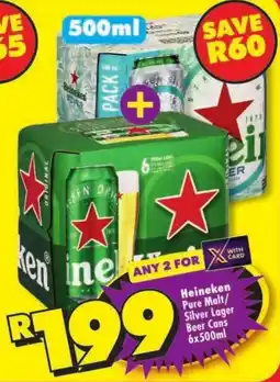 Shoprite Heineken Pure Malt/Silver Lager Beer Cans offer