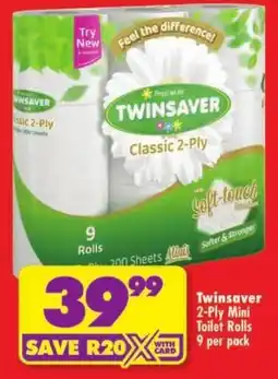Shoprite Twinsaver 2-Ply Mini Toilet Rolls offer