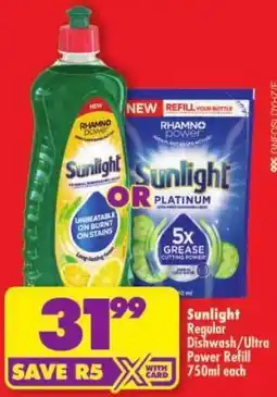 Shoprite Sunlight Regular Dishwash / Ultra Power Refill offer