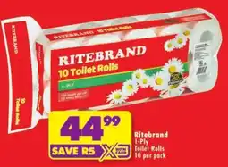 Shoprite Ritebrand 1-Ply Toilet Rolls offer