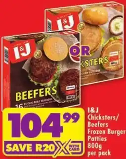 Shoprite I&J Chicksters/Beefers Frozen Burger Patties offer