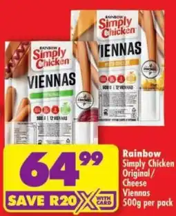 Shoprite Rainbow Simply Chicken Viennas offer