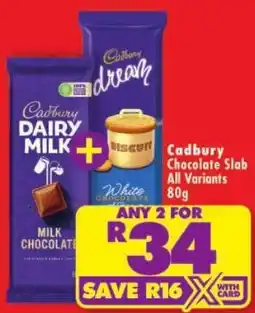 Shoprite Cadbury Chocolate Slab offer