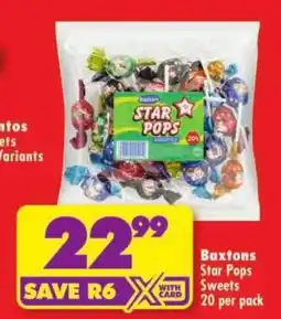 Shoprite Baxtons Star Pops Sweets offer