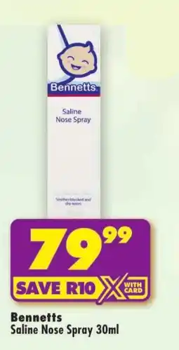 Shoprite Bennetts Saline Nose Spray offer