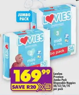 Shoprite Lovies Premium Jumbo Pack Disposable Nappies offer