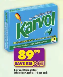 Shoprite Karvol Decongestant Inhalation Capsules offer