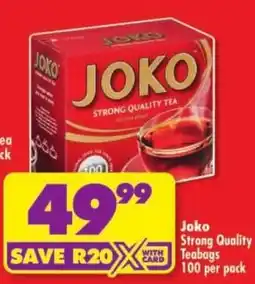 Shoprite Joko Strong Quality Teabags offer