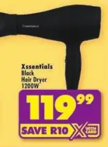 Shoprite Xessentials Black Hair Dryer offer