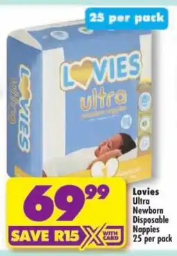 Shoprite Lovies Ultra Newborn Disposable Nappies offer