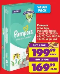 Shoprite Pampers Active Baby Disposable Nappies offer