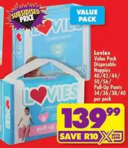 Shoprite Lovies Value Pack Disposable Nappies Pull-Up Pants offer