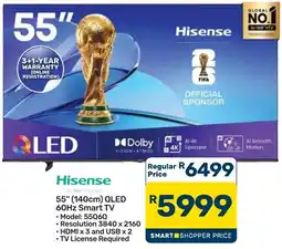 Pick n Pay Hypermarket Hisense 55" (140cm) QLED 60Hz Smart TV offer