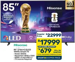 Pick n Pay Hypermarket Hisense 85" QLED Smart TV offer
