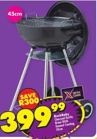 BushBaby Charcoal Kettle Braai With Enamel Coating