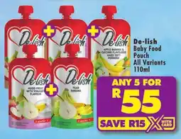 Shoprite De-lish Baby Food Pouch offer