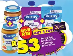 Shoprite Purity Baby Food Pouch/Jar offer