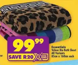 Shoprite Essentials Velour Rio Bath Sheet offer