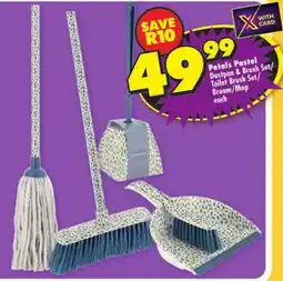 Shoprite Petals Pastel Dustpan & Brush Set/Toilet Brush Set/Broom/Mop offer