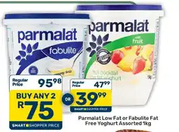 Pick n Pay Hypermarket Parmalat Low Fat or Fabulite Fat Free Yoghurt Assorted offer