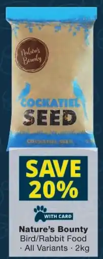 Checkers Nature's Bounty Cockatiel Seed offer