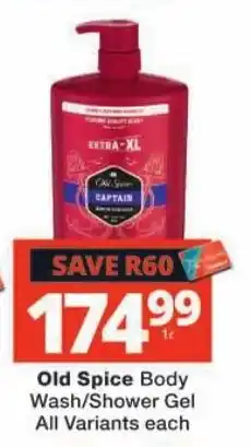 Checkers Old Spice Body Wash/Shower Gel offer