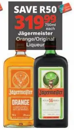 Checkers Jägermeister Orange/Original Liqueur offer