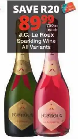 Checkers J.C. Le Roux Sparkling Wine All Variants offer