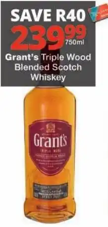 Checkers Grant's Triple Wood Blended Scotch Whiskey offer