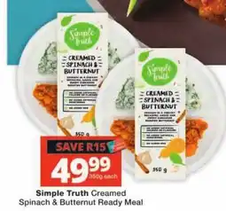 Checkers Simple Truth Creamed Spinach & Butternut Ready Meal offer