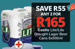 Checkers Castle Lite/Draught Lager Beer offer