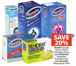 Checkers Benylin Cough Syrup/Lozenges/Rehidrat Powders/Sinutab Nasal Spray offer