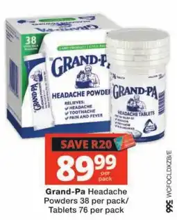 Checkers Grand-Pa Headache Powder/Headache Tablets offer