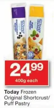 Checkers Today Frozen Original Shortcrust/Puff Pastry offer