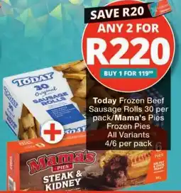 Checkers Today Frozen Beef Sausage Rolls offer