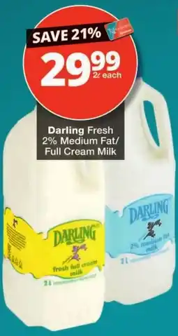 Checkers Darling Fresh 2% Medium Fat/Full Cream Milk offer