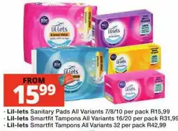 Checkers Lil-lets Sanitary Pads offer