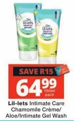 Checkers Lil-lets Intimate Care Chamomile Crème/Aloe/Intimate Gel Wash offer