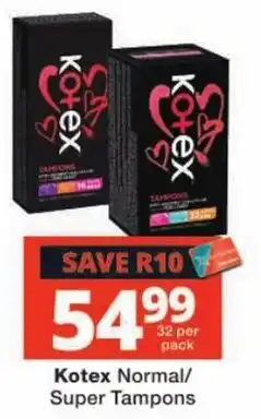 Checkers Kotex Normal/Super Tampons offer