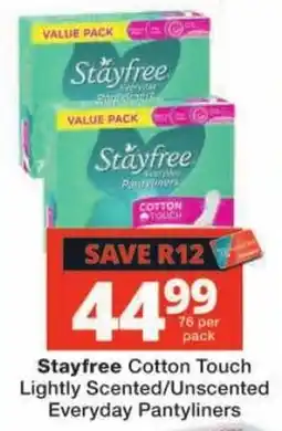 Checkers Stayfree Cotton Touch Everyday Pantliners offer