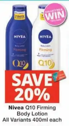 Checkers Nivea Q10 Firming Body Lotion offer
