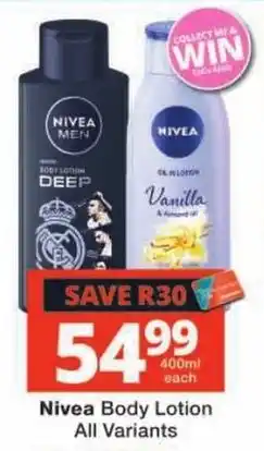 Checkers Nivea Body Lotion offer